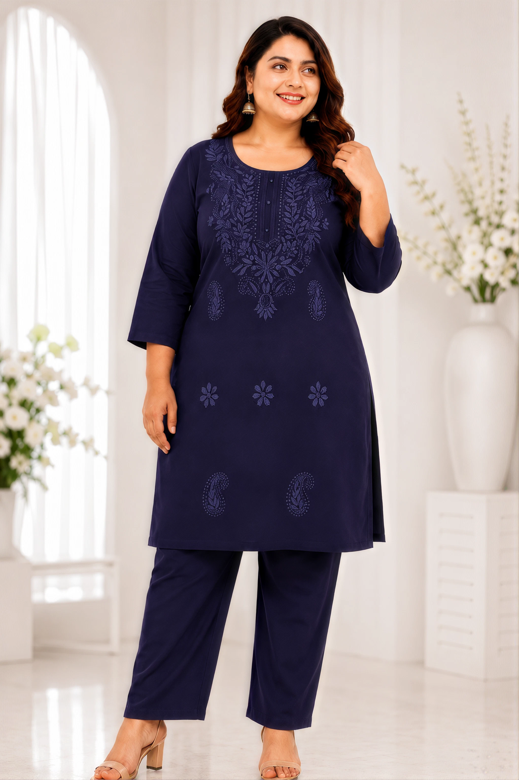 Premium Cotton Embroidered Cord Set | Elegant Daily Wear | Plus Size Collection - Image 5