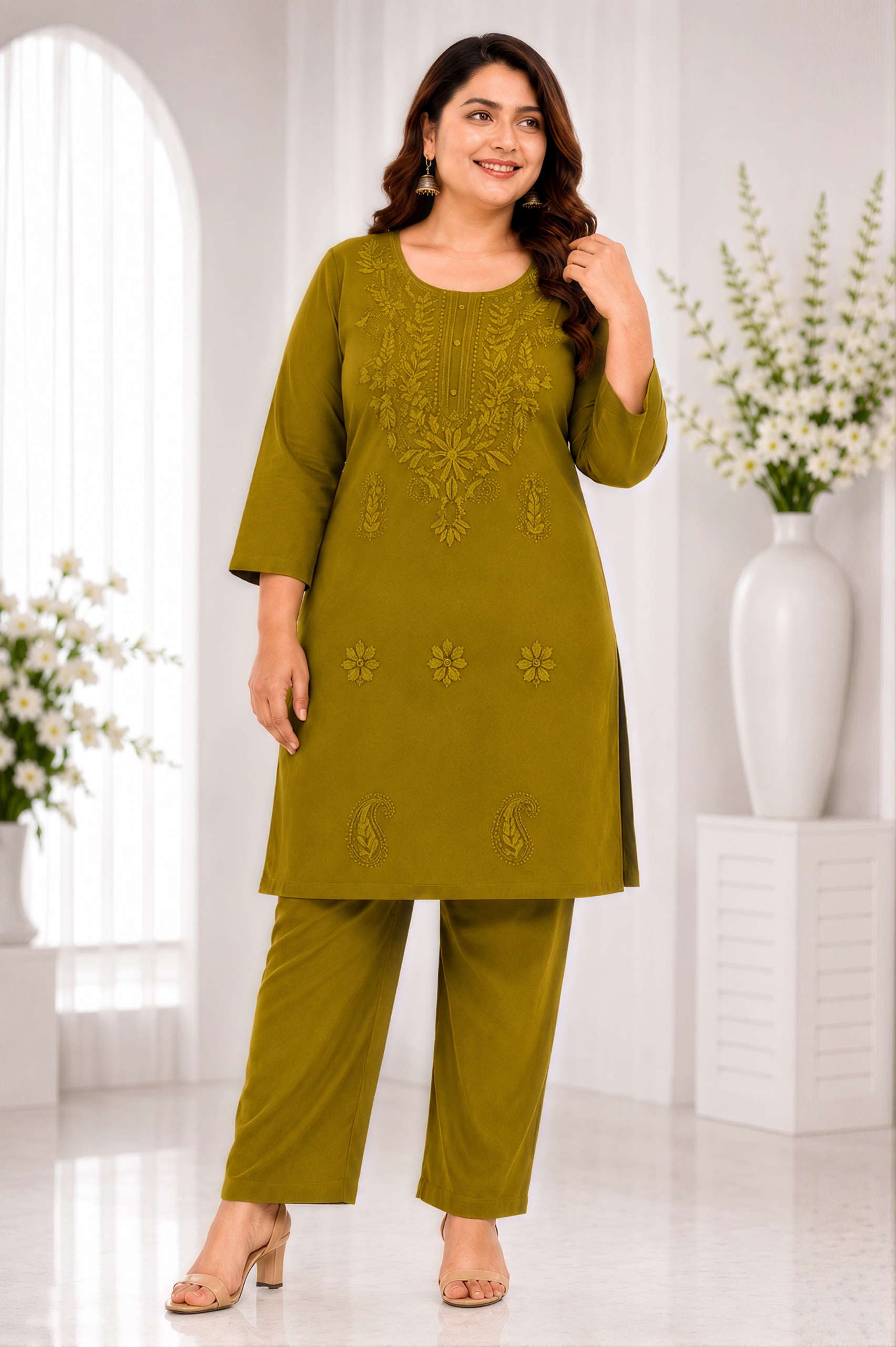 Premium Cotton Embroidered Cord Set | Elegant Daily Wear | Plus Size Collection - Image 3