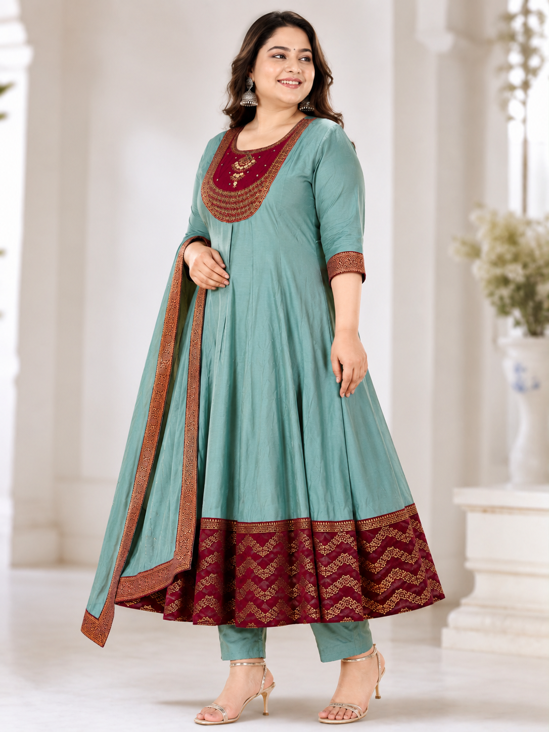 Siddhivinayak Premium silk 3 Piece Anarkali Suit Set - Image 3