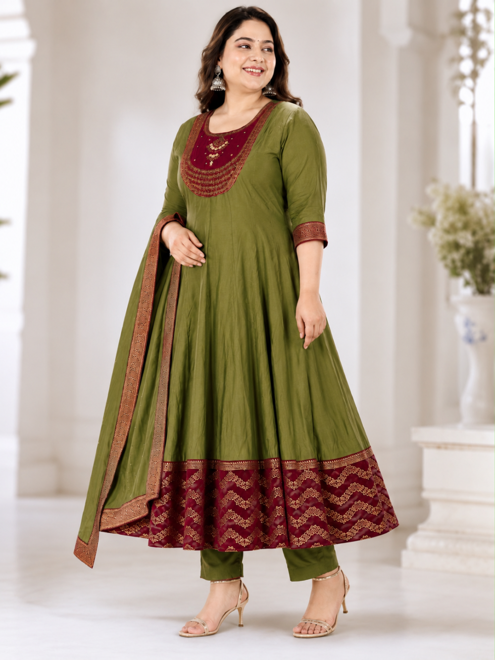 Siddhivinayak Premium silk 3 Piece Anarkali Suit Set