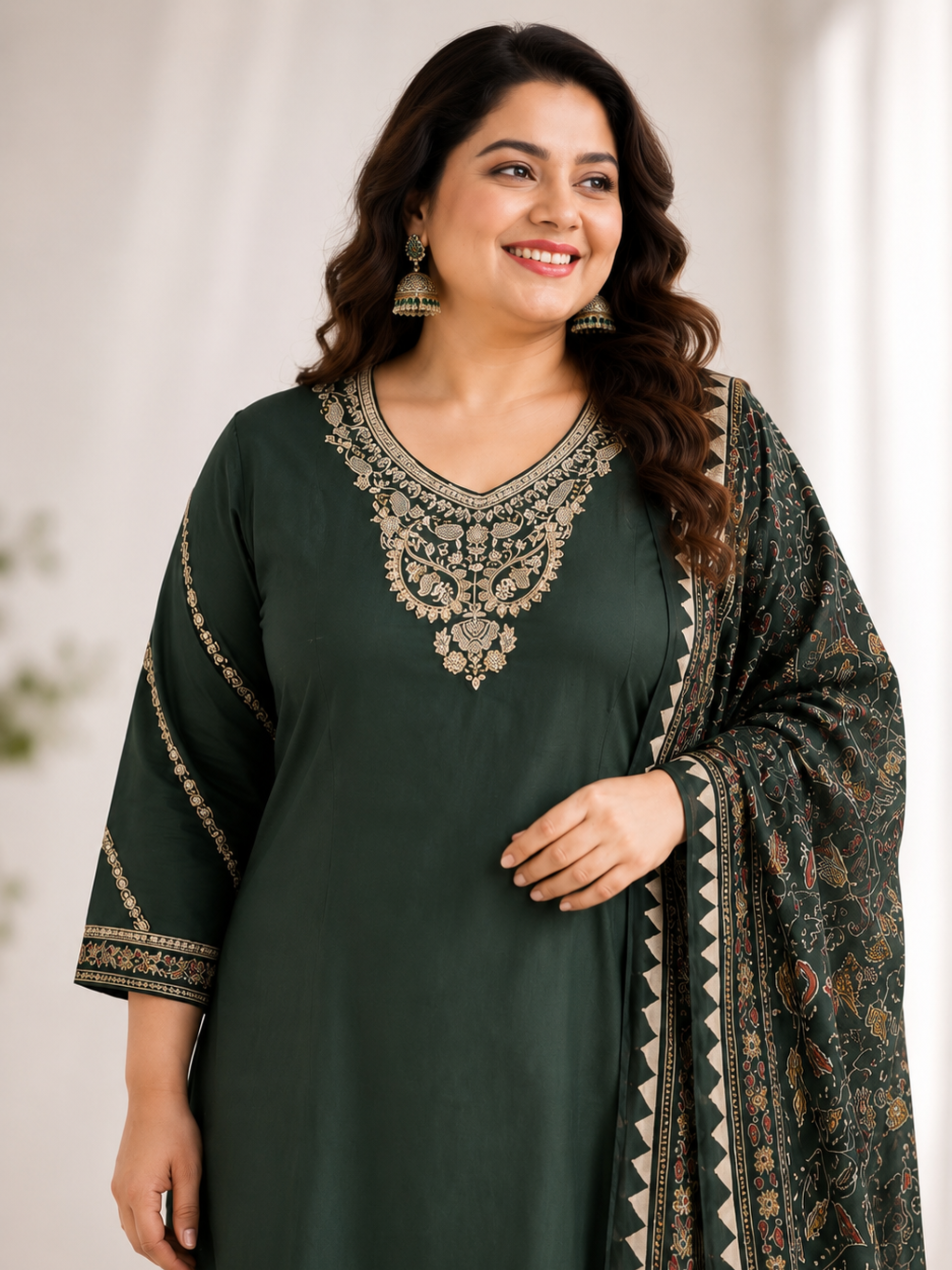 Siddhivinayak Premium Cotton 3-Piece Embroidered Kurti Set –Edition - Image 2