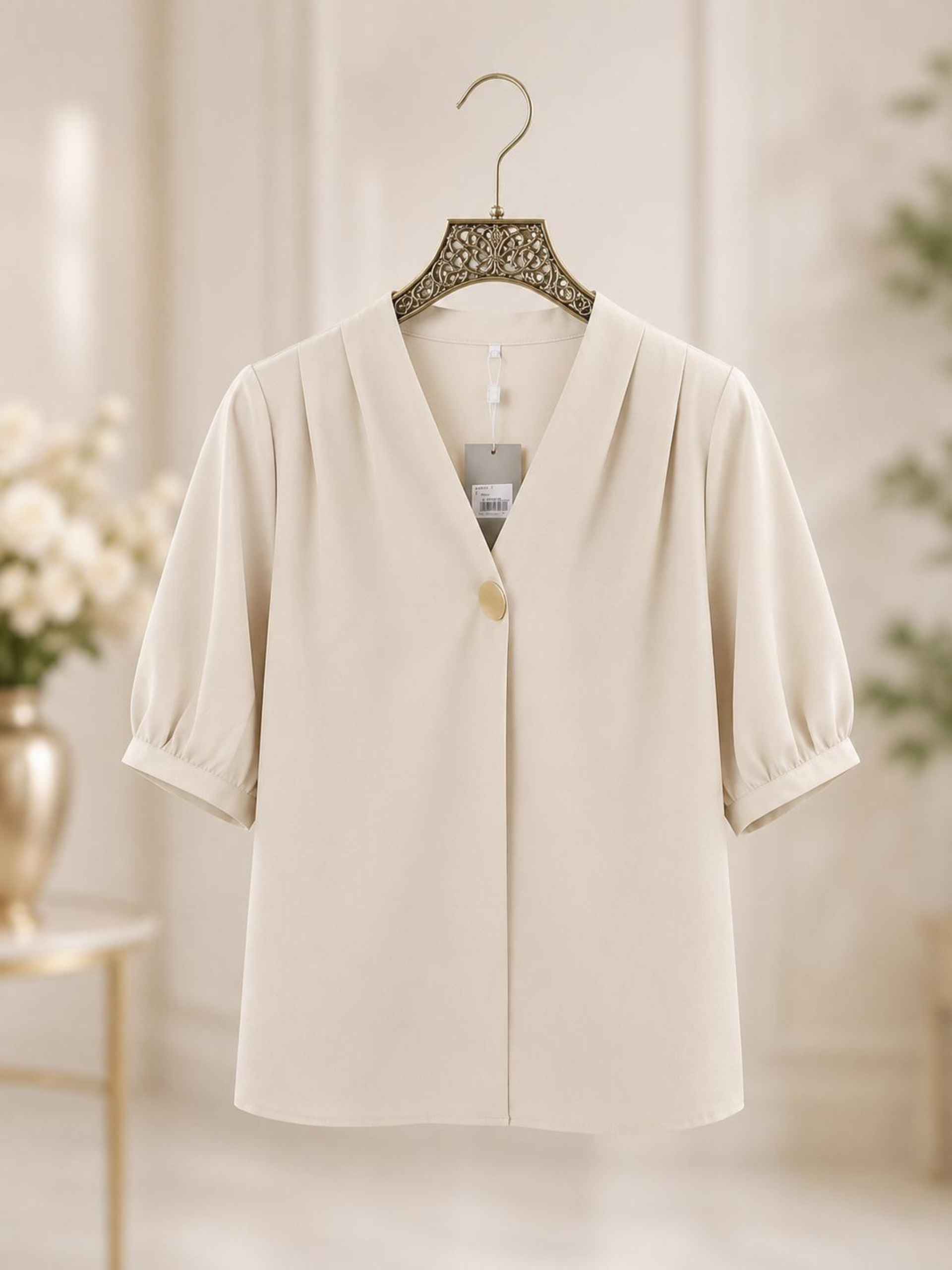 Premium Office Wear V-Neck Solid Top - Image 2