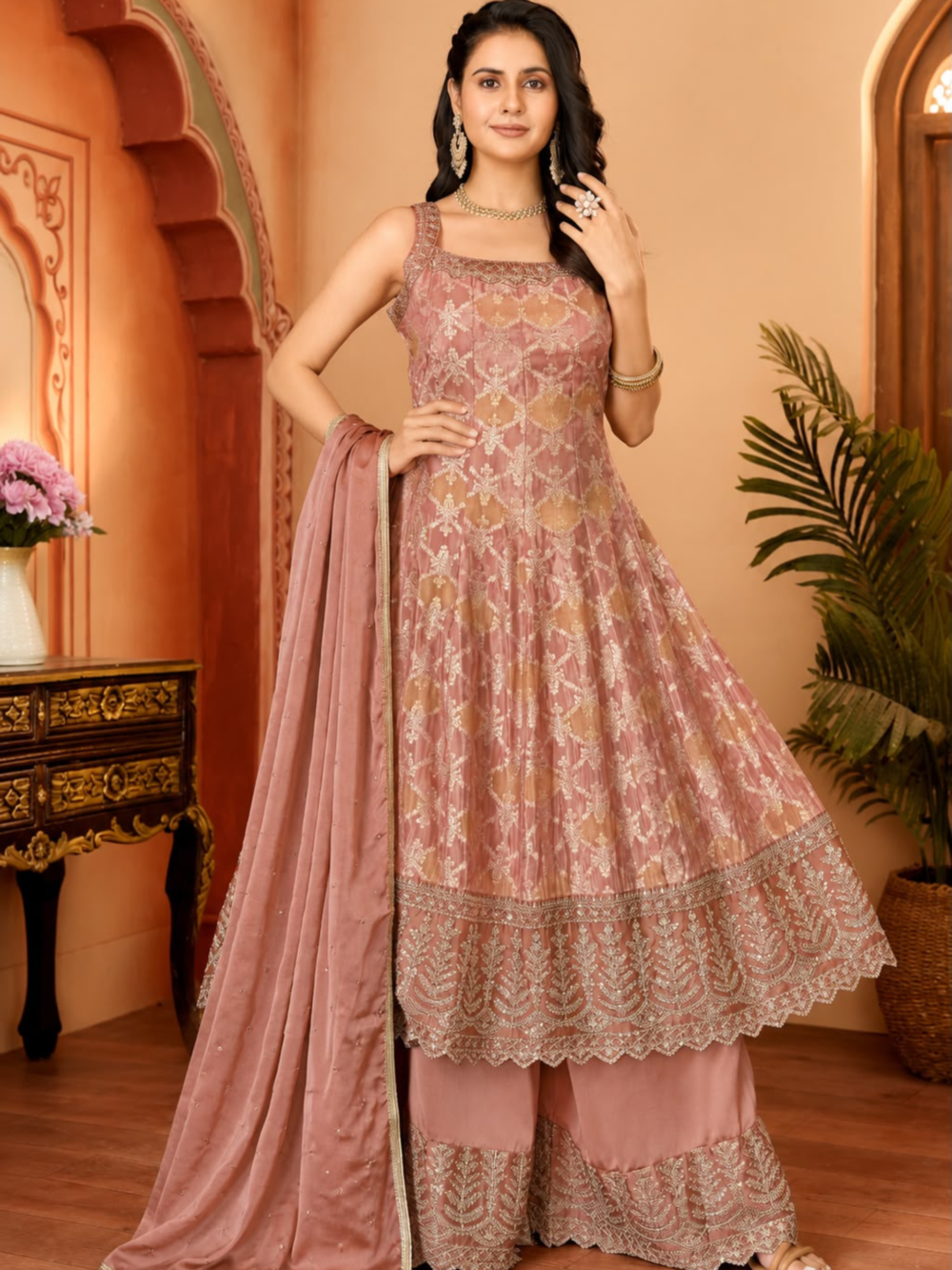 `Premium Designer Anarkali 3-Piece Set Collection