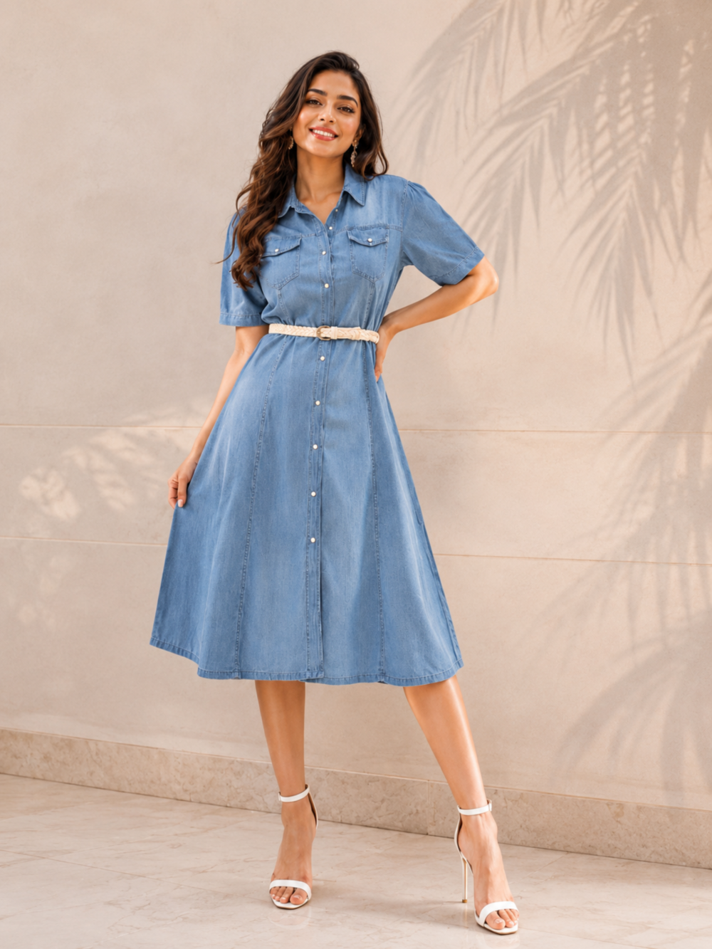 Siddhivinayak Premium Denim Western Midi Dress