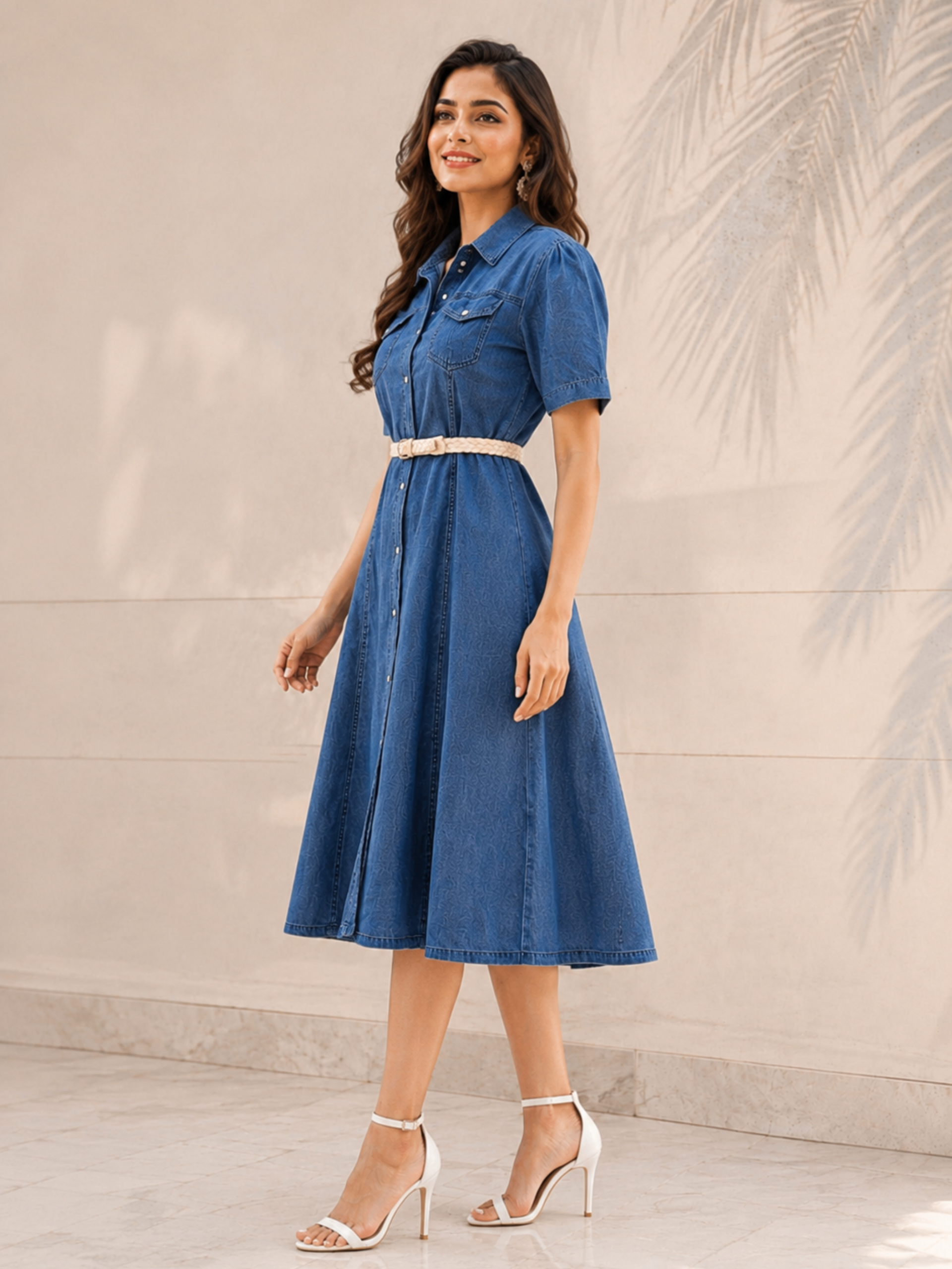 Siddhivinayak Premium Denim Western Midi Dress - Image 5