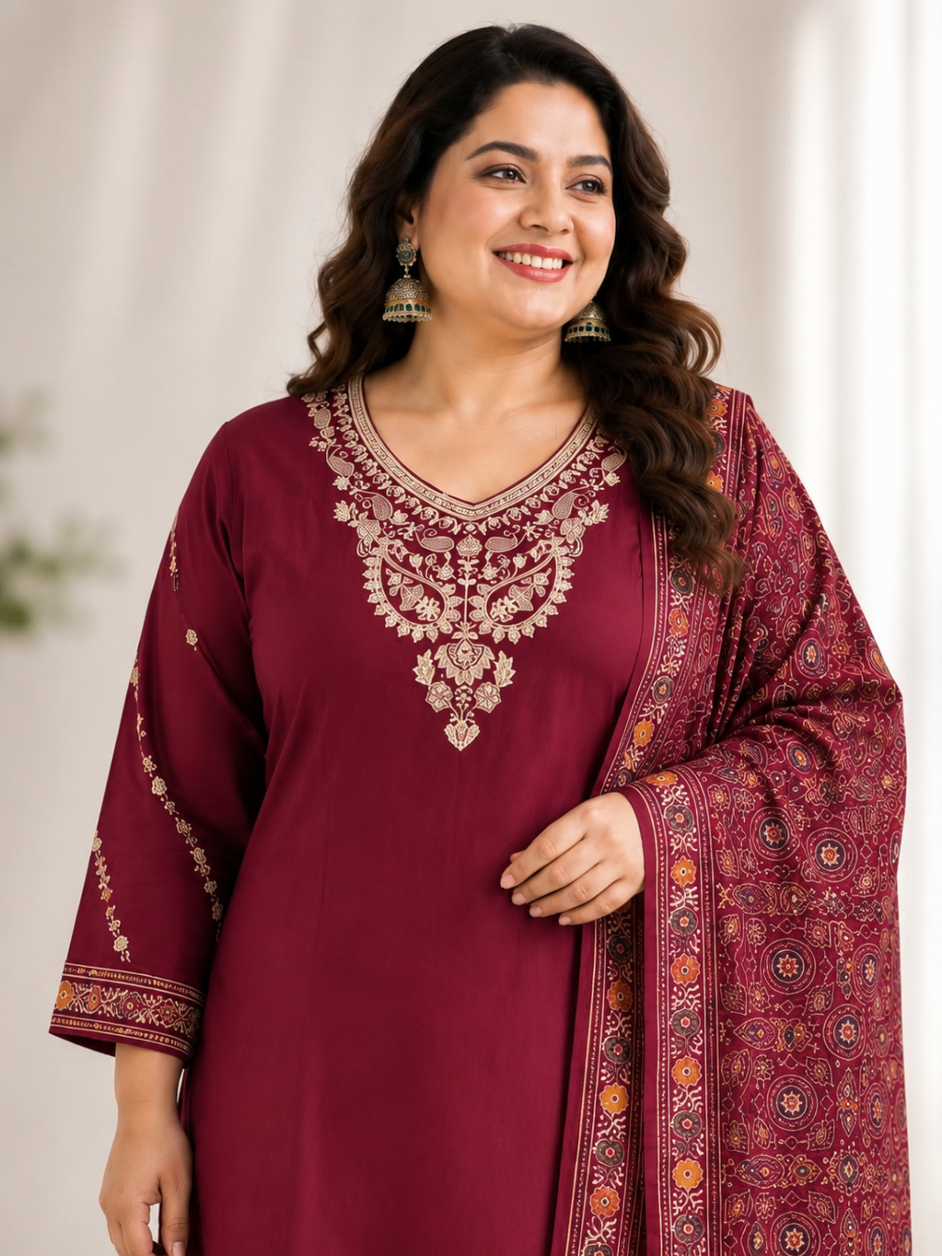 Siddhivinayak Premium Cotton 3-Piece Embroidered Kurti Set –Edition - Image 4