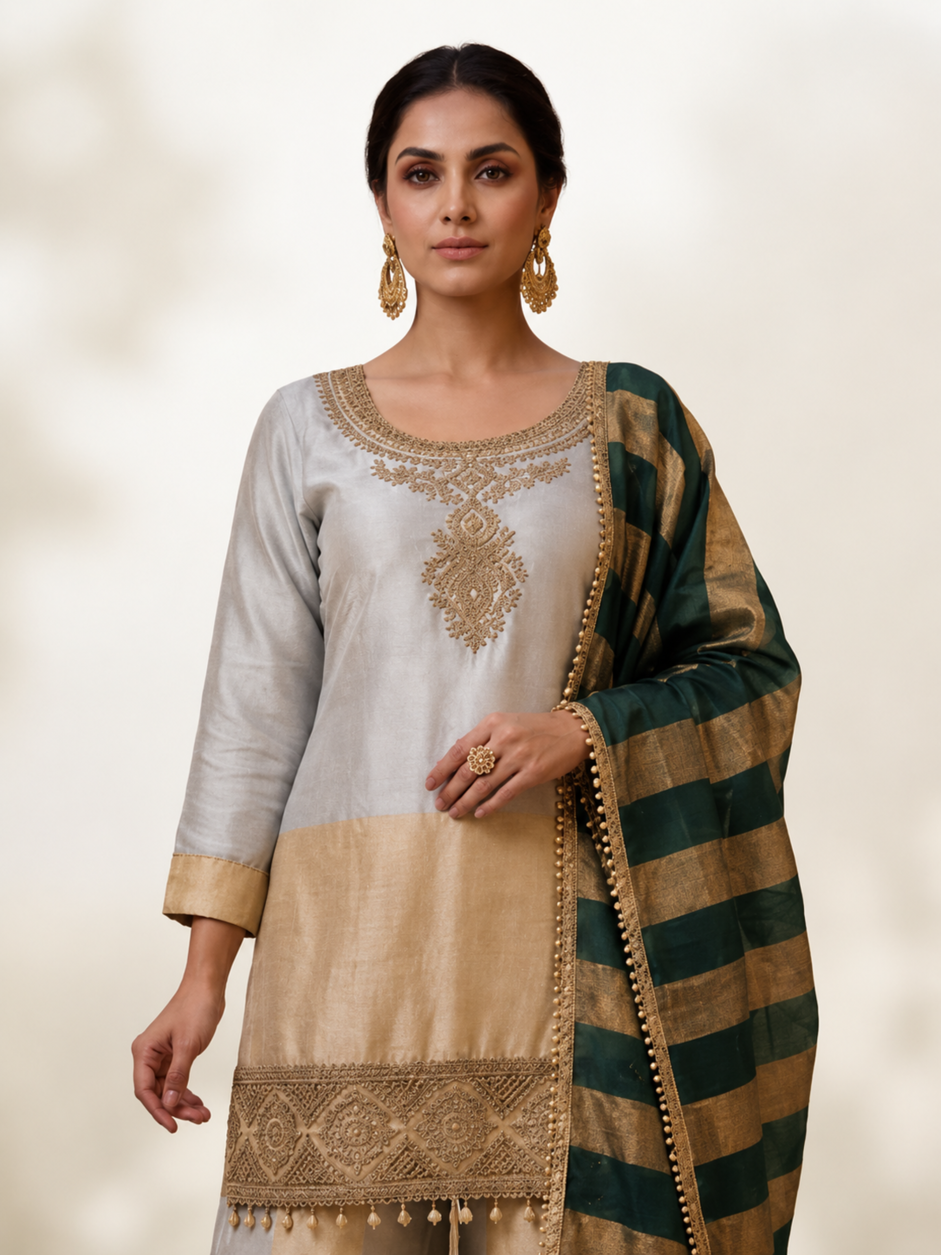 Premium Embroidered Kurta Palazzo 3-Piece Set - Image 4