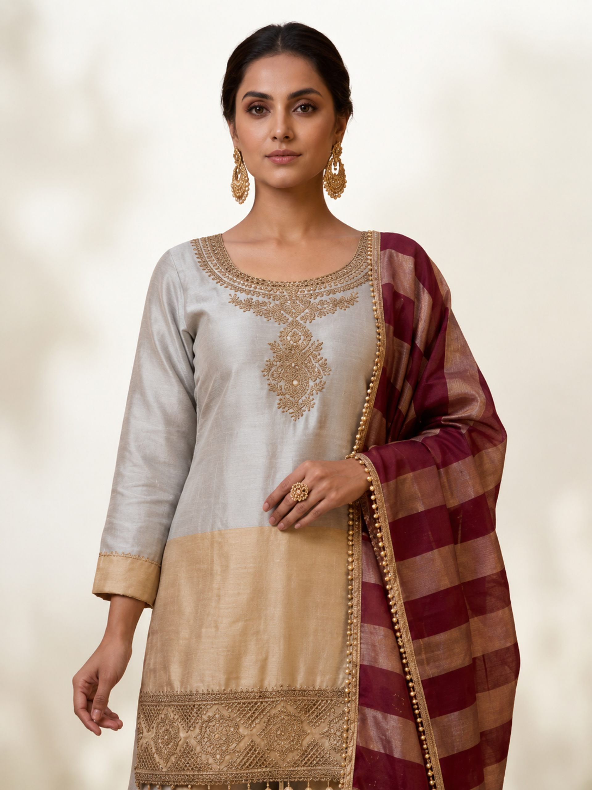 Premium Embroidered Kurta Palazzo 3-Piece Set - Image 2