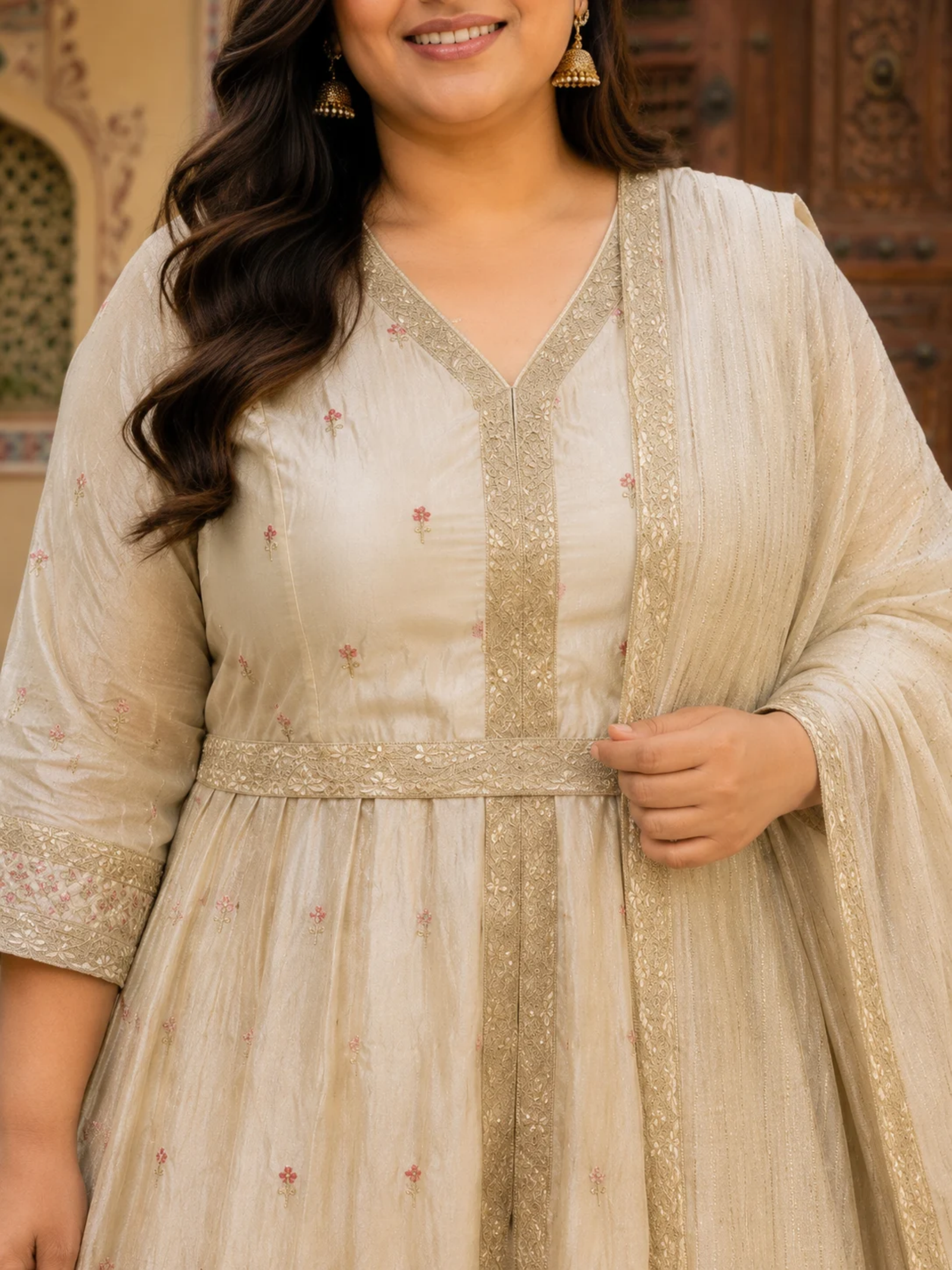 Floral Embroidered Anarkali Suit Set - Image 2