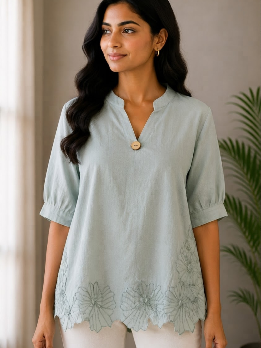 Elegant Floral Embroidered Top