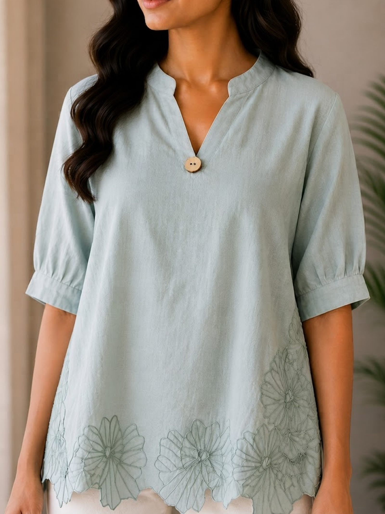 Elegant Floral Embroidered Top - Image 2