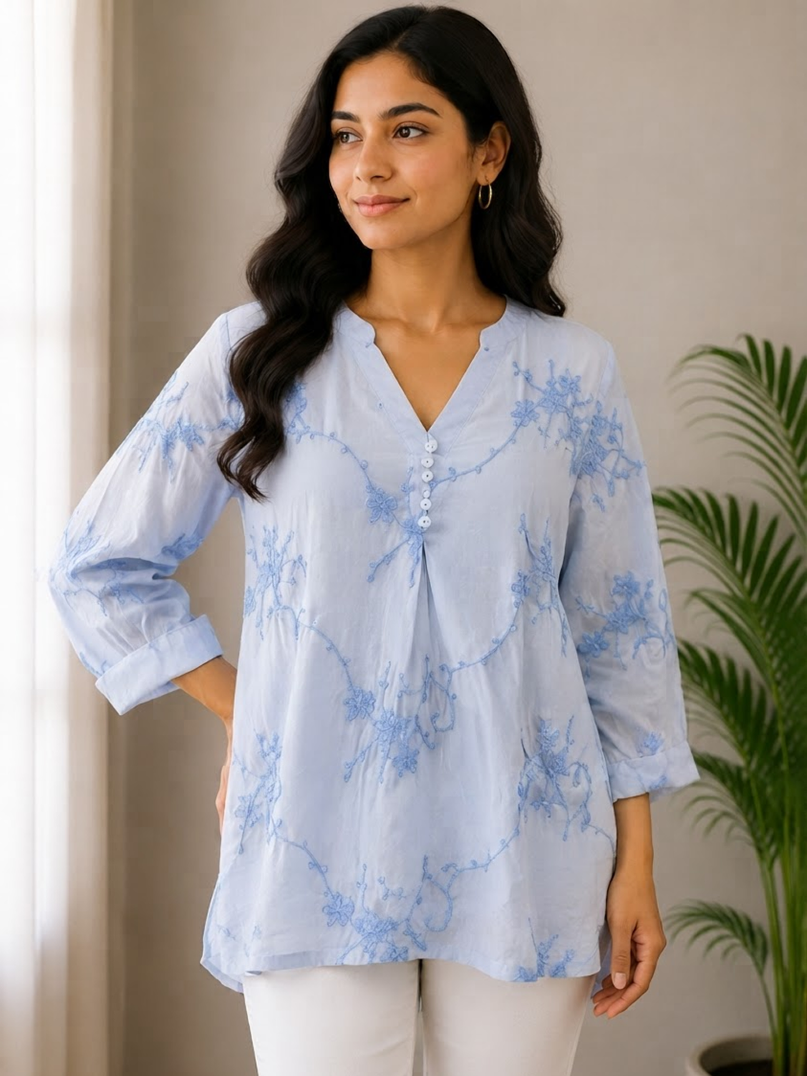 Elegant Floral Embroidered Top - Image 2
