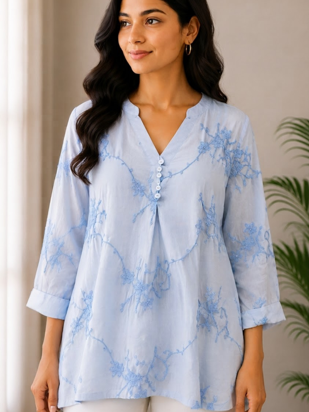 Elegant Floral Embroidered Top