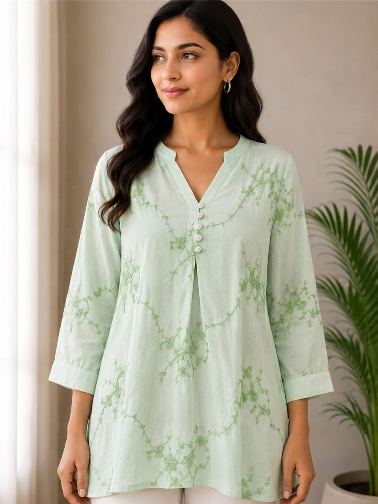 Elegant Floral Embroidered Top - Image 3