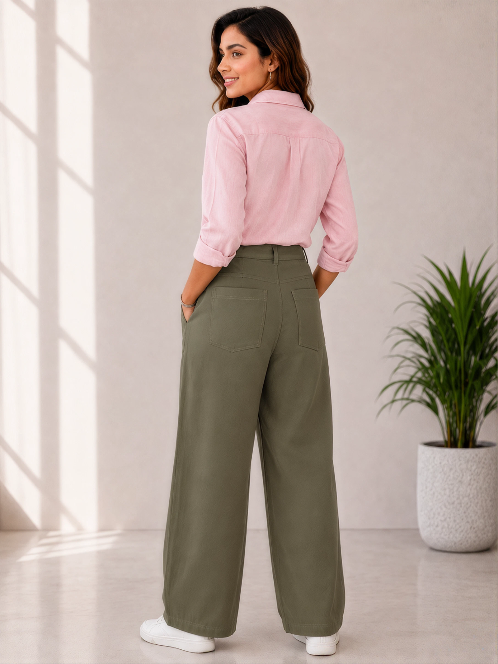 Women's Premium Linen Wide Leg Trousers - Image 2