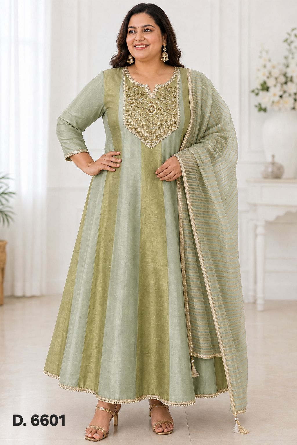 ROYAL DESIGNER SHIMMER GOWN WITH DUPATTA - Image 8