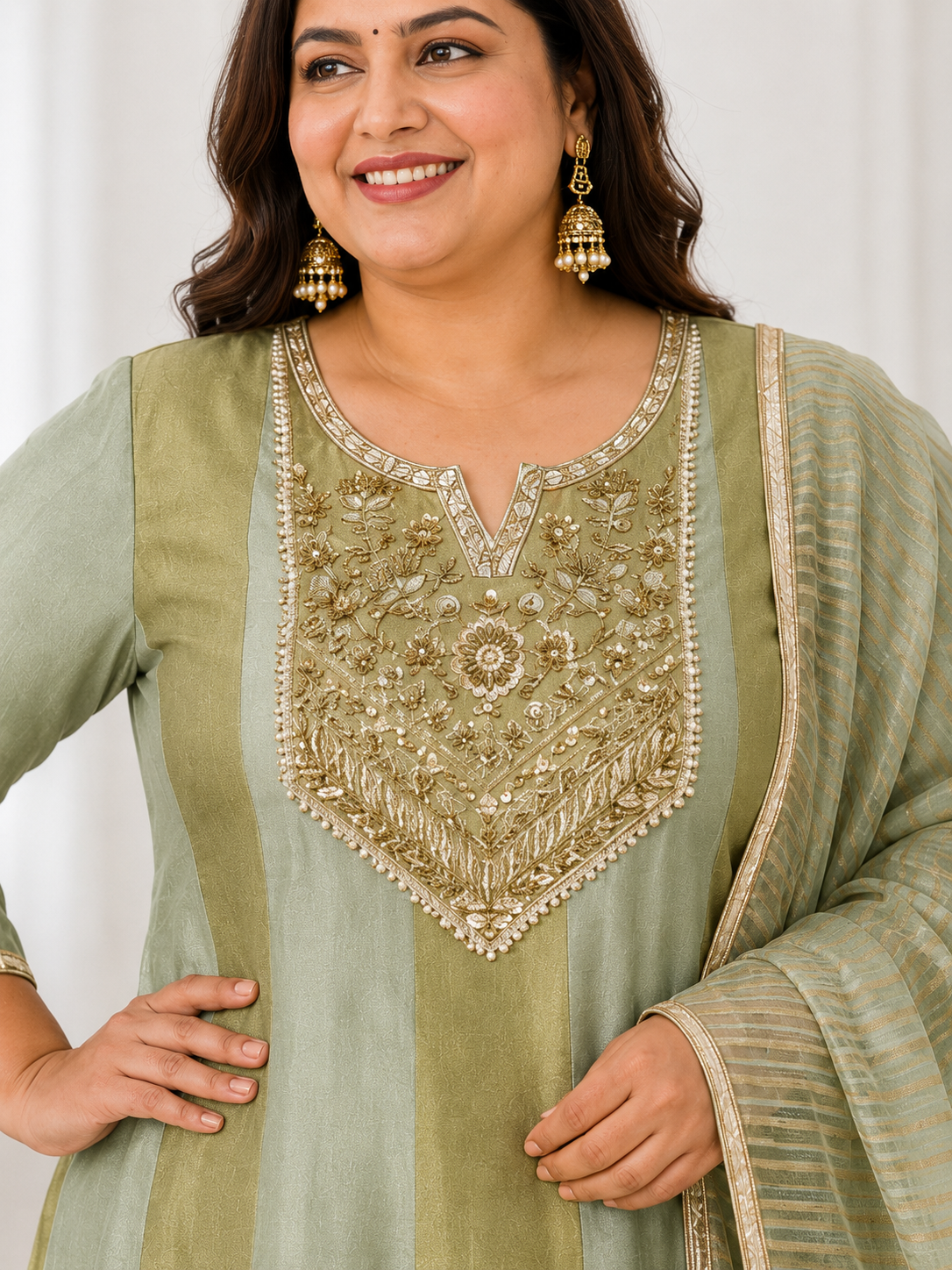ROYAL DESIGNER SHIMMER GOWN WITH DUPATTA - Image 7