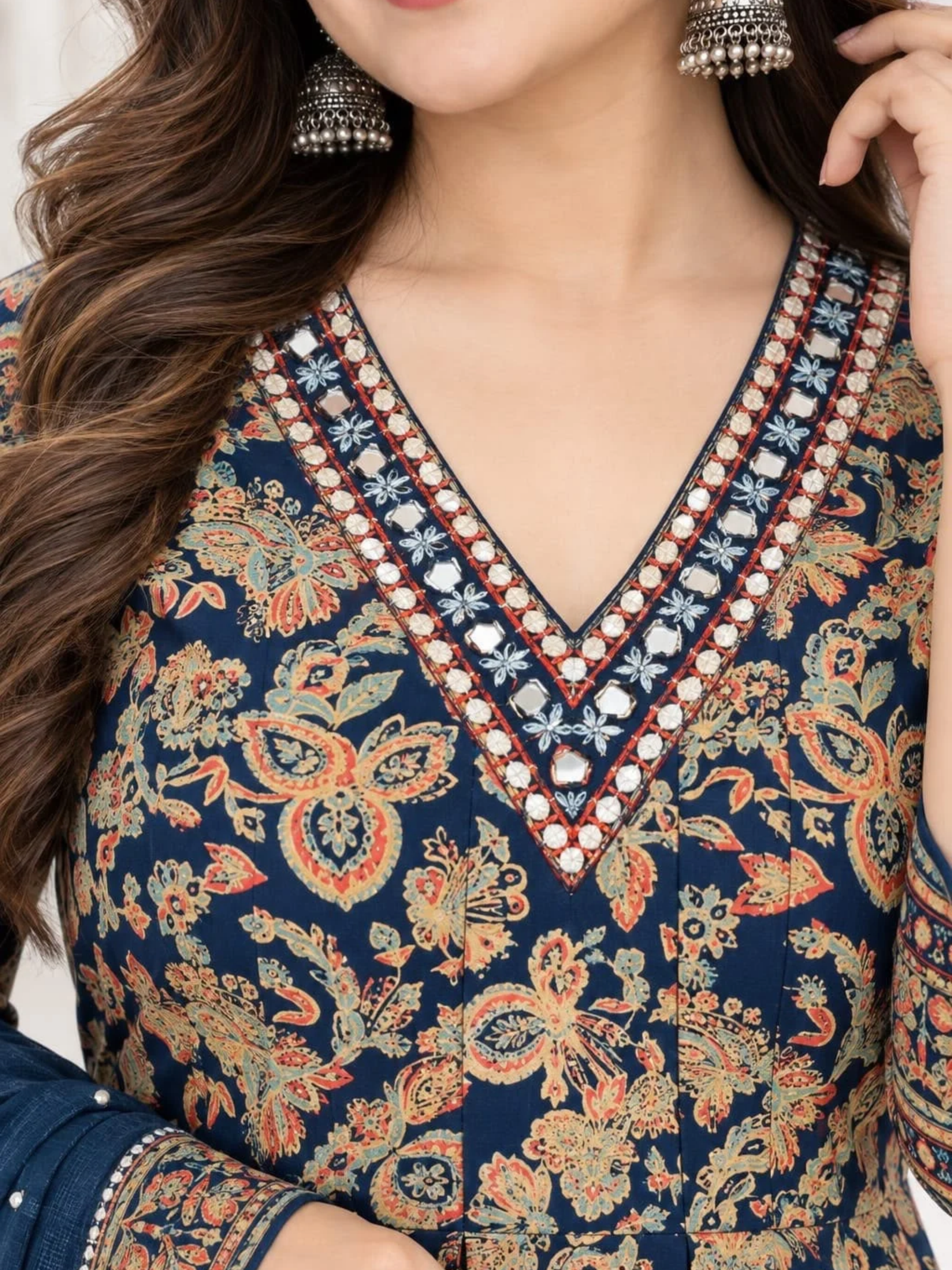 Printed Anarkali Suit with Dupatta - Image 6