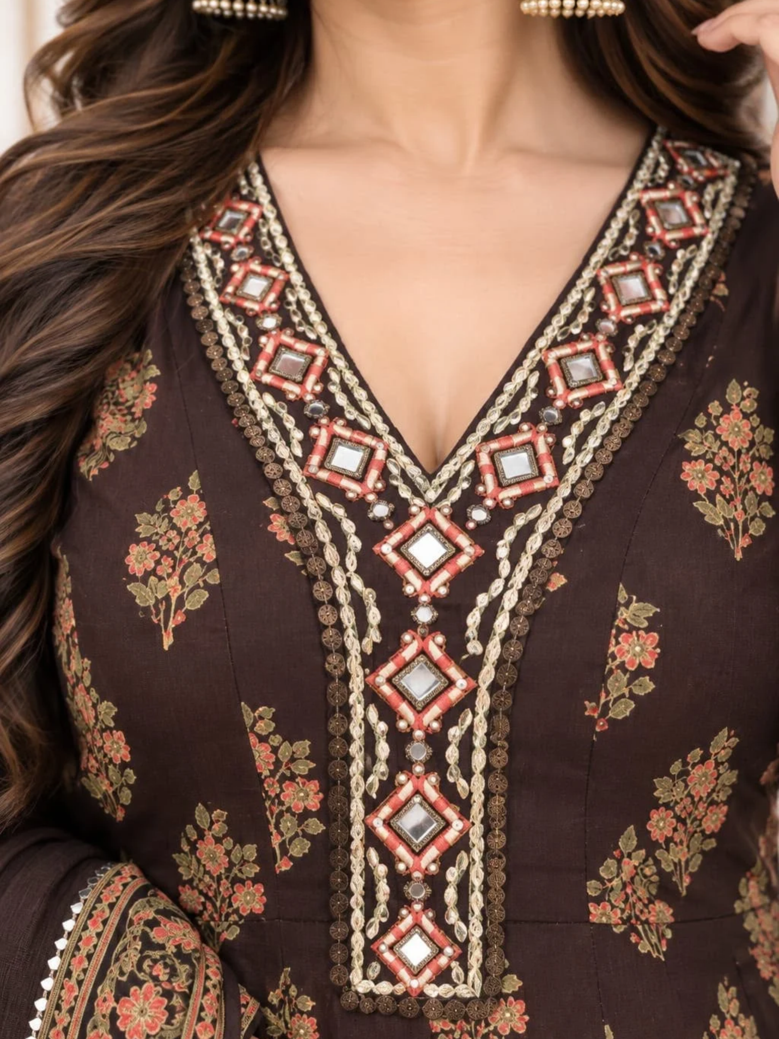 Printed Anarkali Suit with Dupatta - Image 4