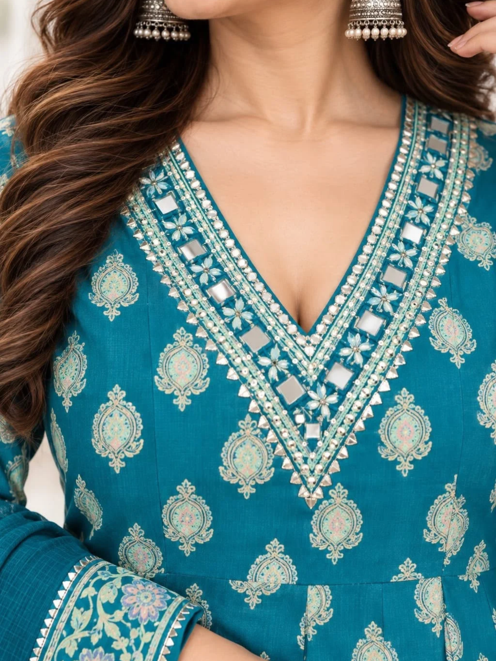 Printed Anarkali Suit with Dupatta - Image 2