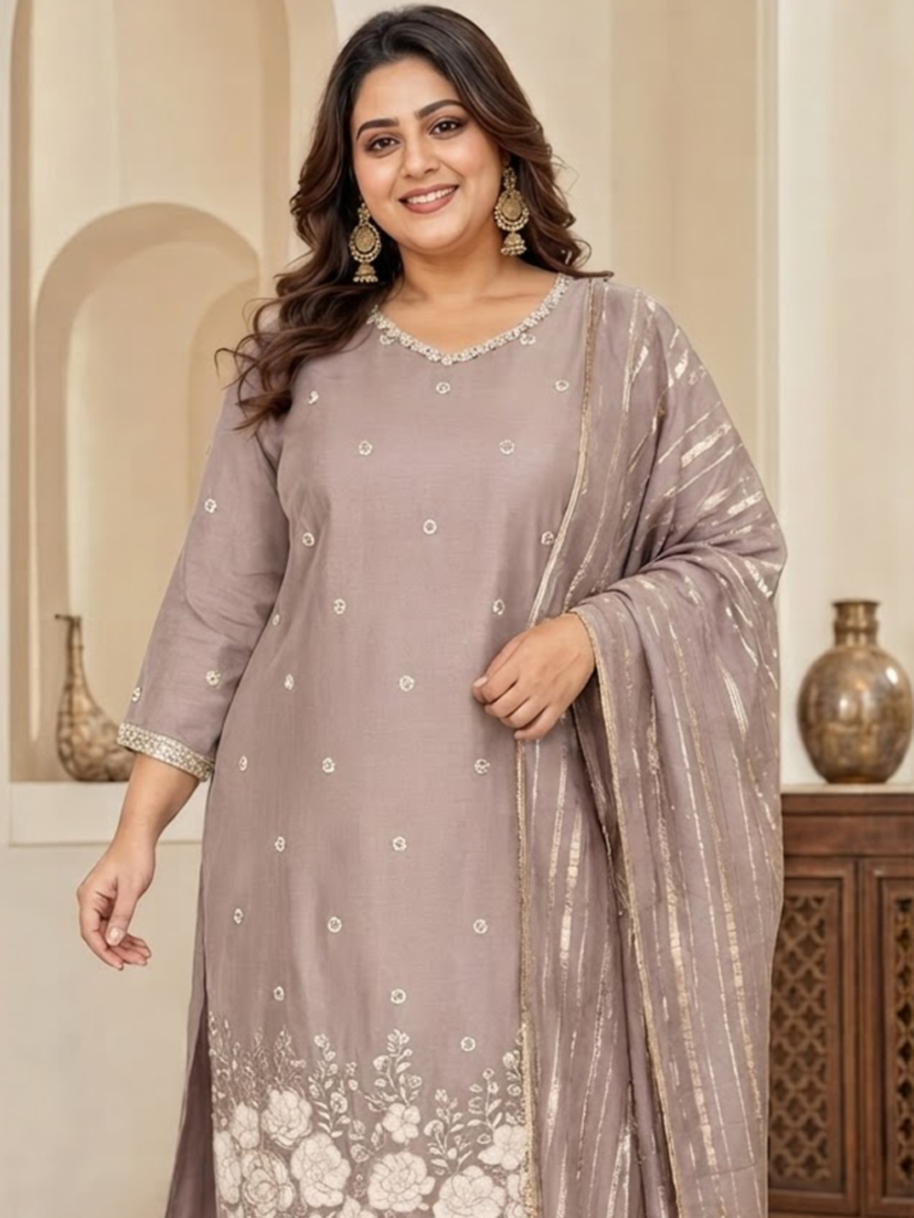 PREMIUM TWO-TONE SOFT SHIMMER SILK SUIT SET