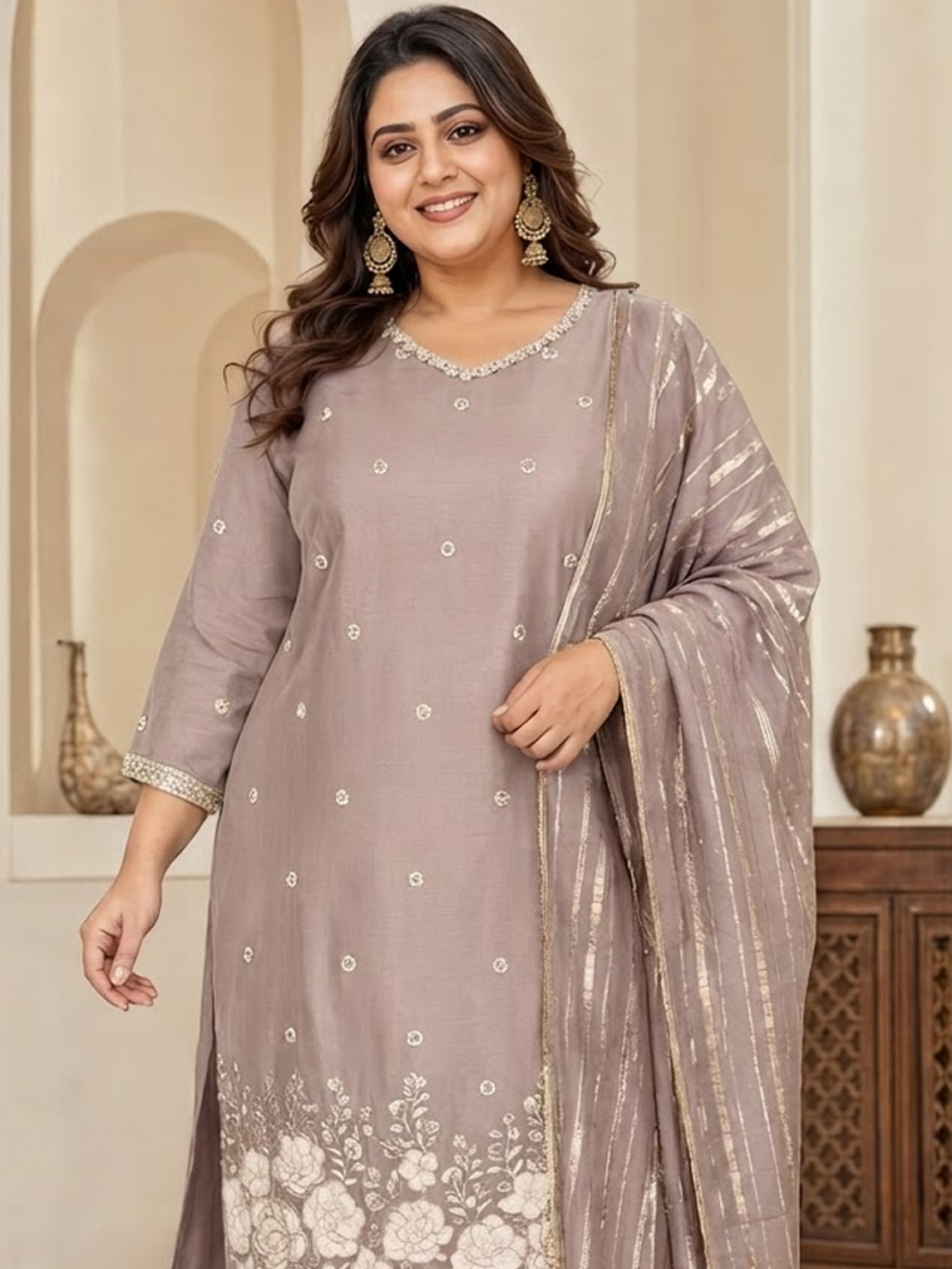 PREMIUM TWO-TONE SOFT SHIMMER SILK SUIT SET