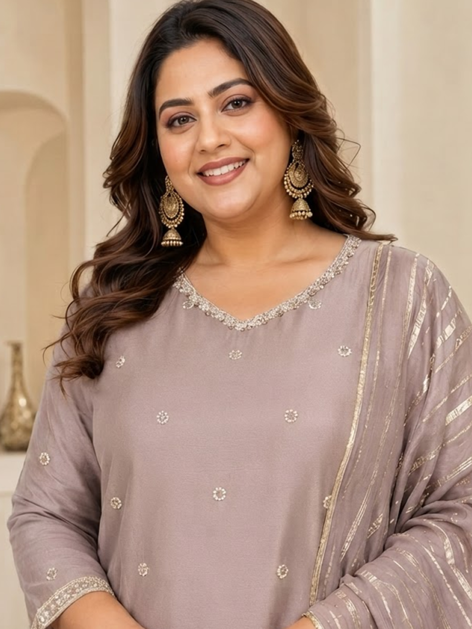 PREMIUM TWO-TONE SOFT SHIMMER SILK SUIT SET - Image 3