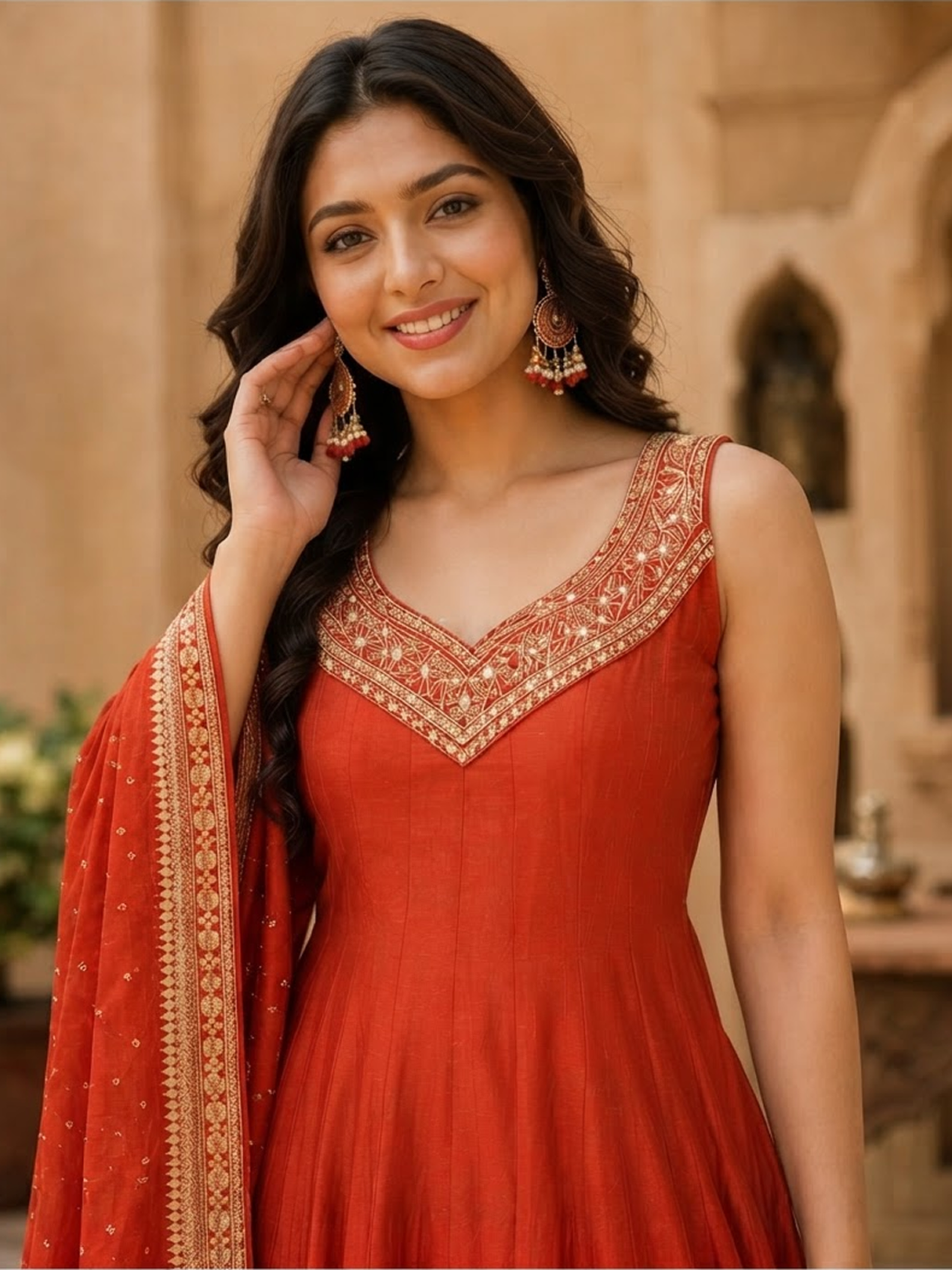 Embroidered Anarkali Kurta Set with Dupatta - Image 8