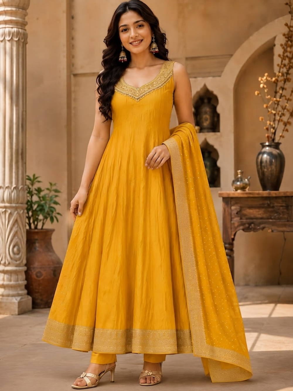 Embroidered Anarkali Kurta Set with Dupatta