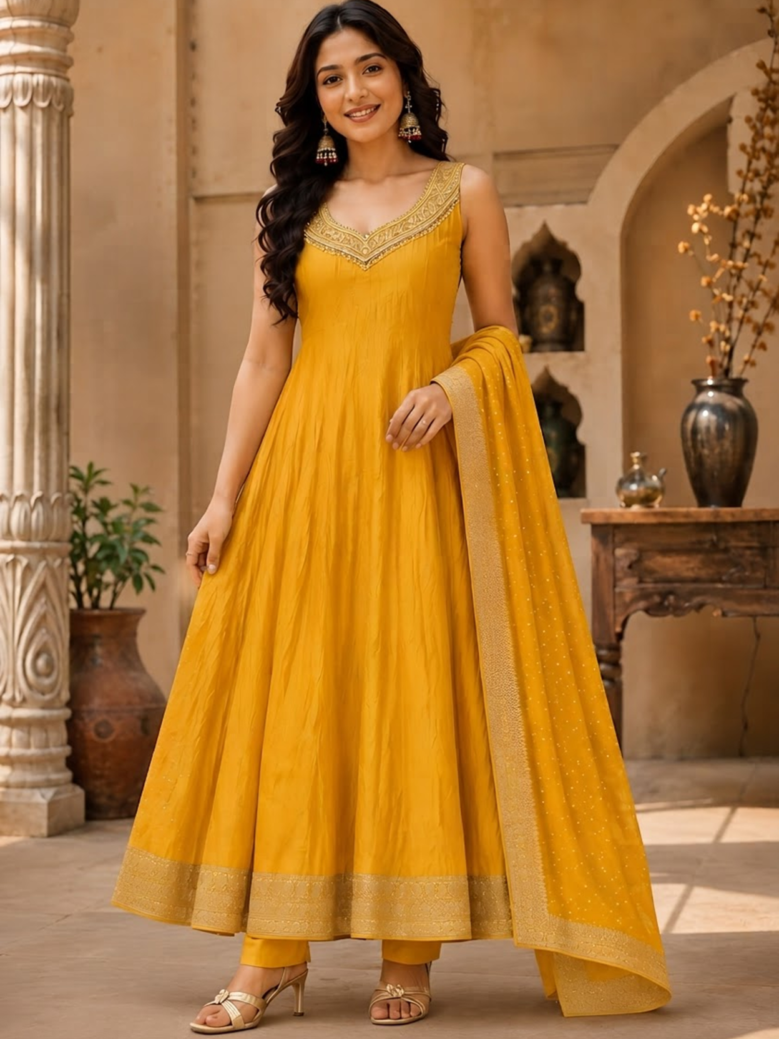 Embroidered Anarkali Kurta Set with Dupatta