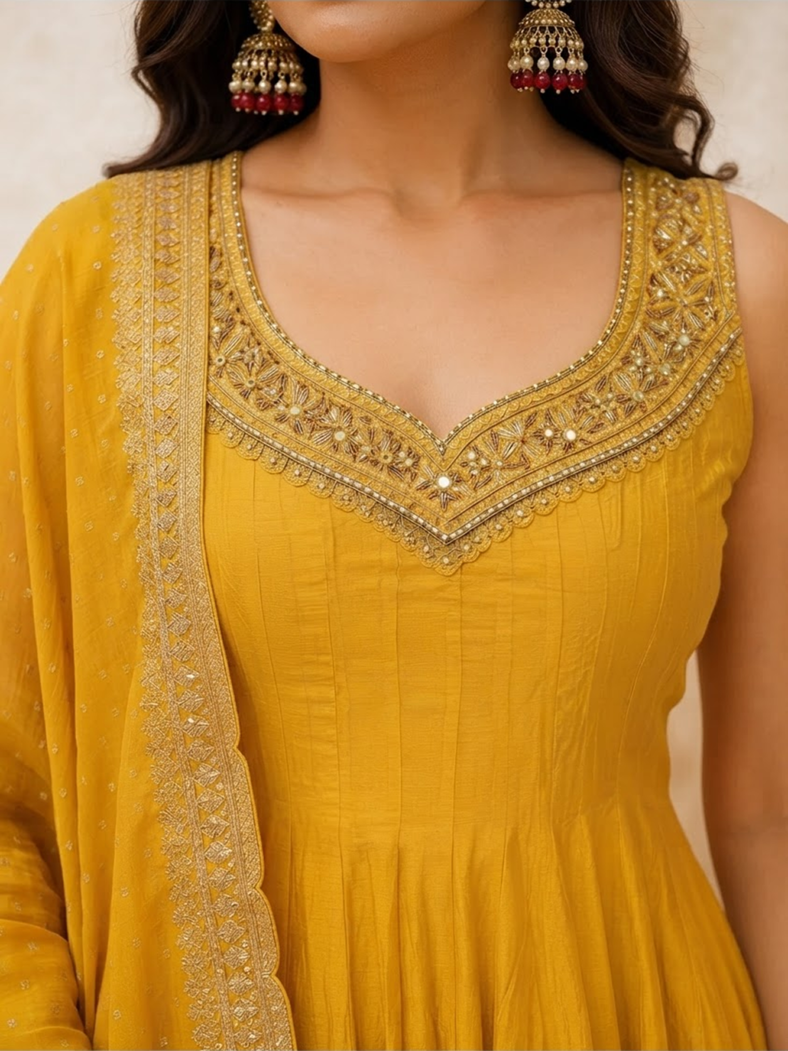 Embroidered Anarkali Kurta Set with Dupatta - Image 7