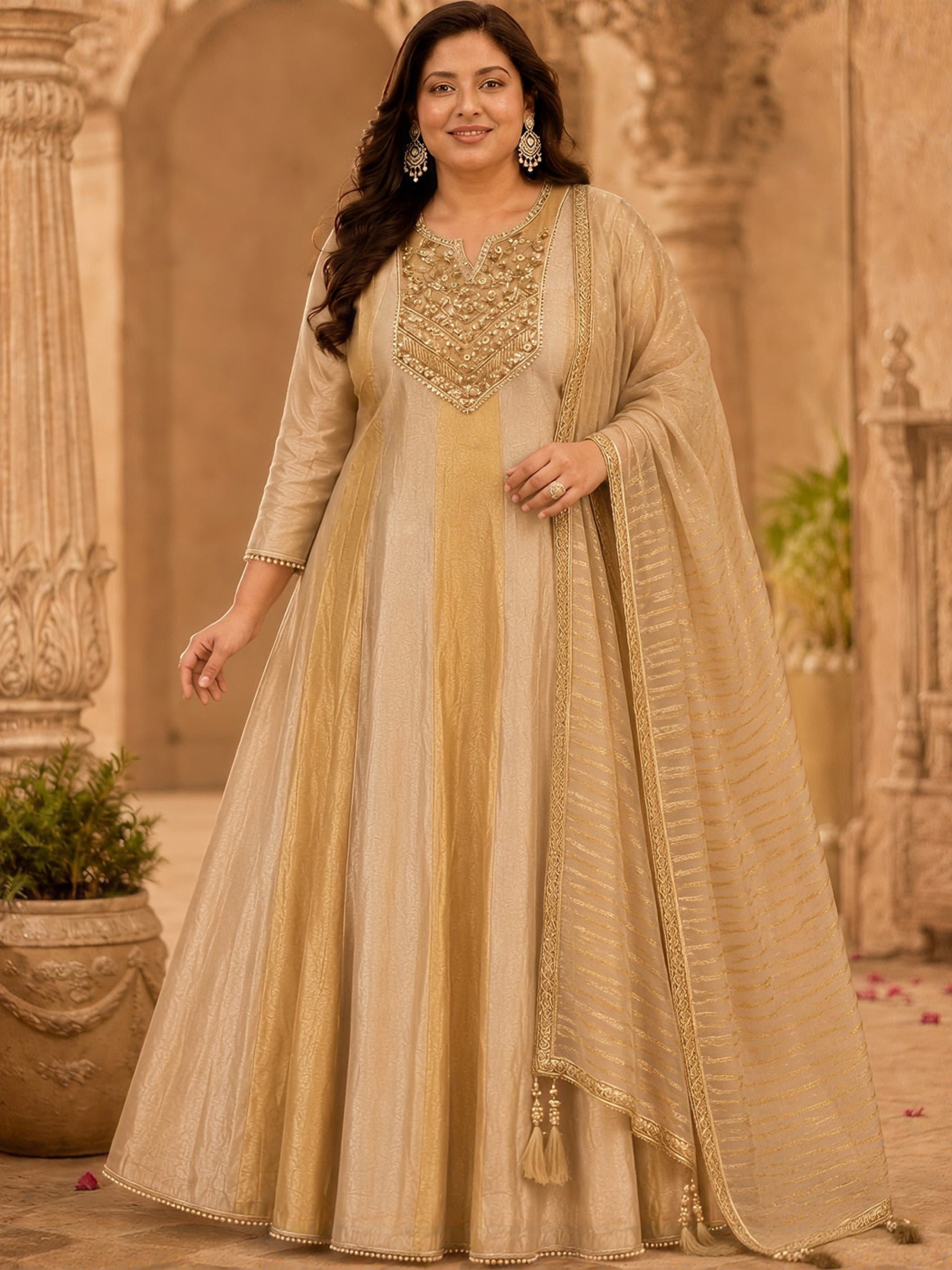 ROYAL DESIGNER SHIMMER GOWN WITH DUPATTA - Image 3