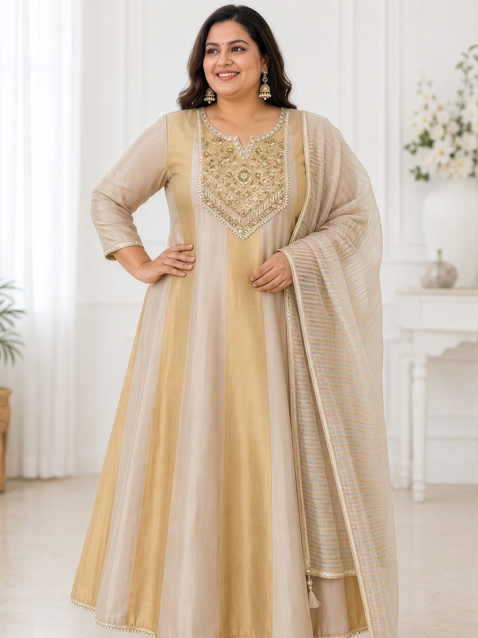 ROYAL DESIGNER SHIMMER GOWN WITH DUPATTA - Image 4
