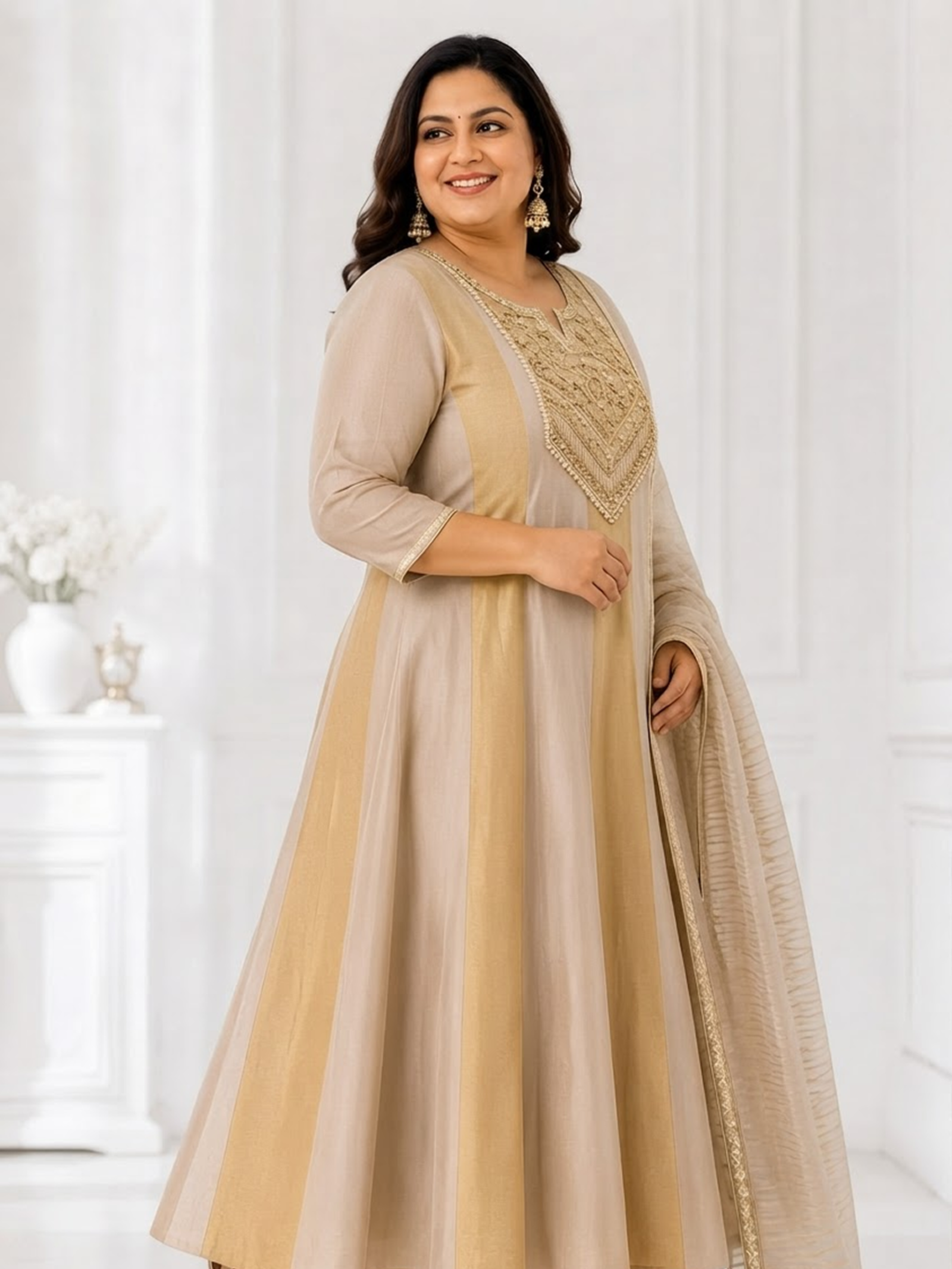 ROYAL DESIGNER SHIMMER GOWN WITH DUPATTA - Image 6