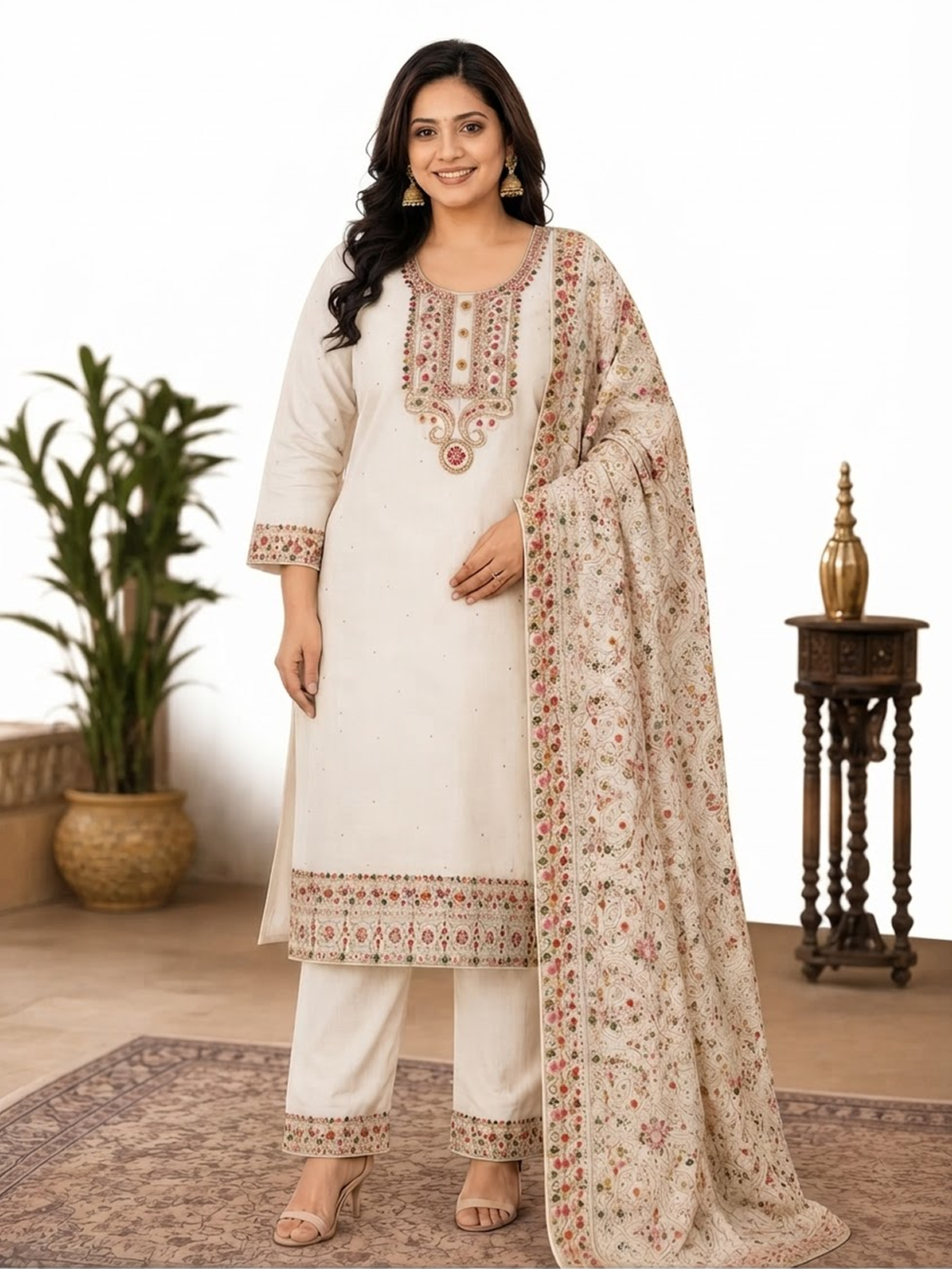 Premium Silk Embroidered 3-Piece Suit Set - Image 4