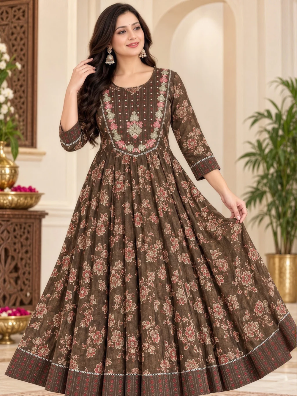Floral Printed Anarkali Gown
