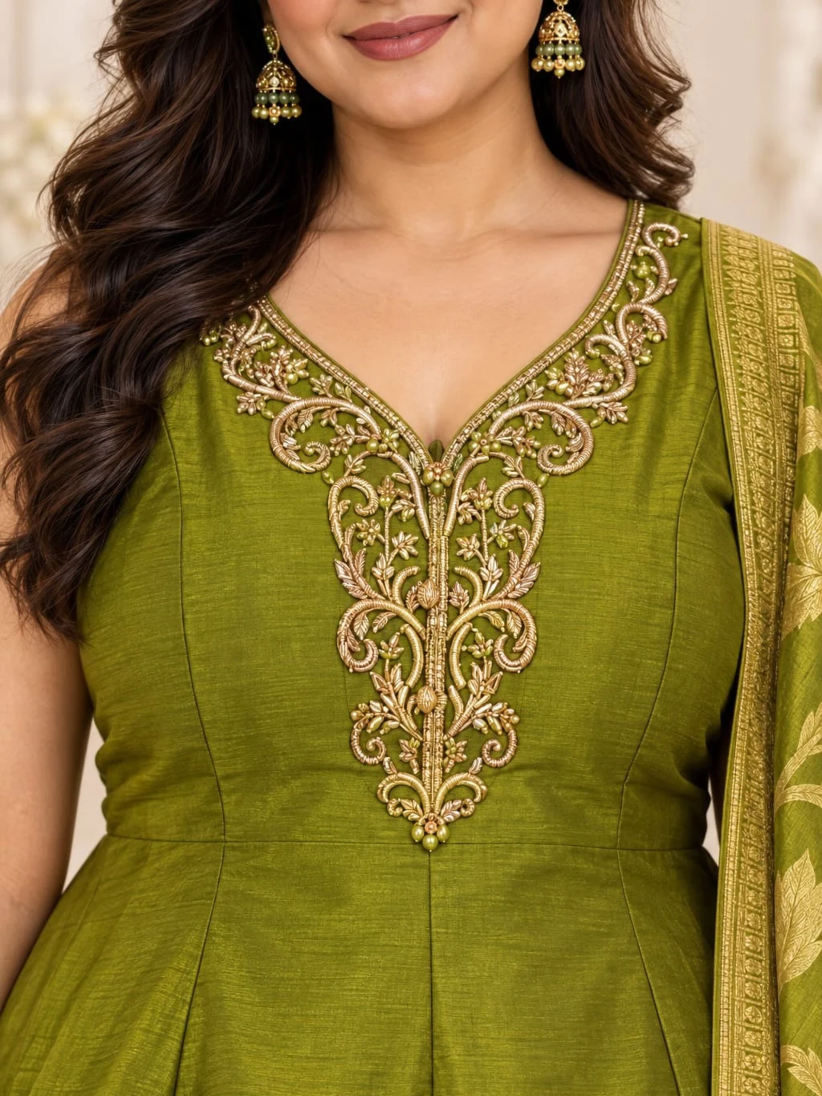 Embroidered Peplum Lehenga Set with Dupatta - Image 2